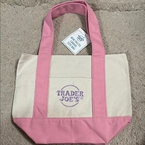 Trader Joe’s Mini Pink and Cream Tote Bag